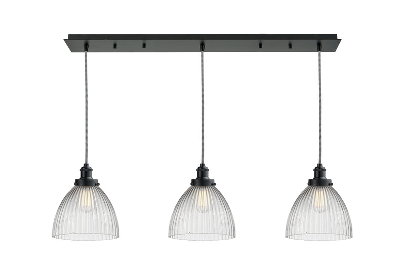 Innovations Lighting Seneca Falls 3 Light 12 inch Linear Pendant 123BK-10BW-1H-BK-G222