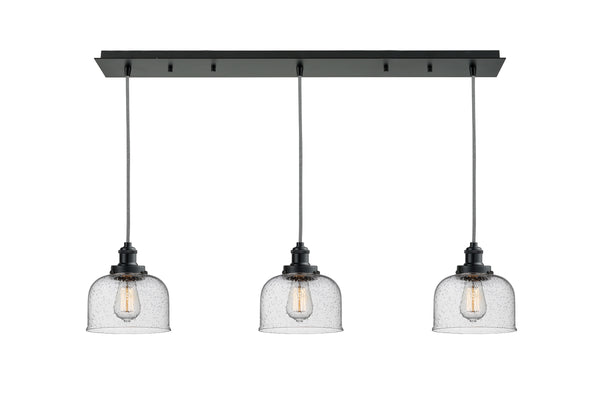 Innovations Lighting Large Bell 3 Light 10 inch Linear Pendant 123BK-10BW-1H-BK-G74