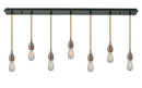 Innovations Lighting Bare Bulb 7 Light 4 inch Linear Pendant 127BK-10CR-3AC