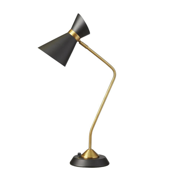 Dainolite 1 Light Table Lamp with Black Shade, Vintage Bronze 1679T-BK-VB