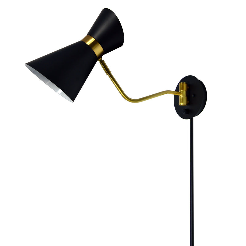 Dainolite 1 Light Wall Lamp, Black and Vintage Bronze Finish 1681W-BK-VB