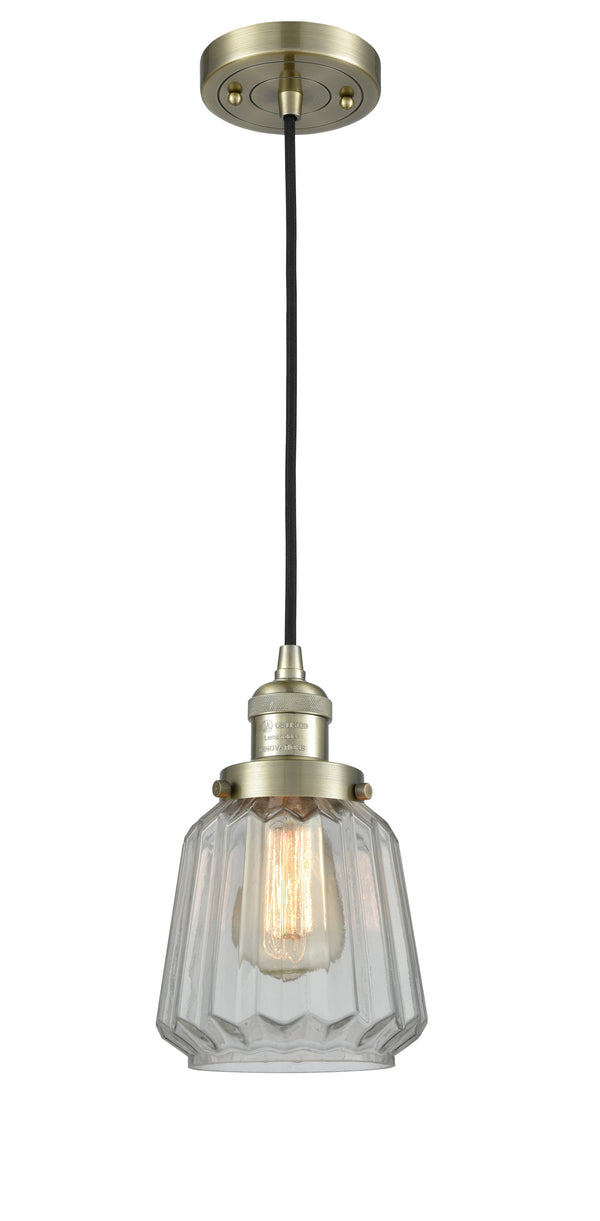 Innovations Lighting Chatham 1-100 watt 6 inch Antique Brass Mini Pendant  Clear Fluted glass 201CABG142