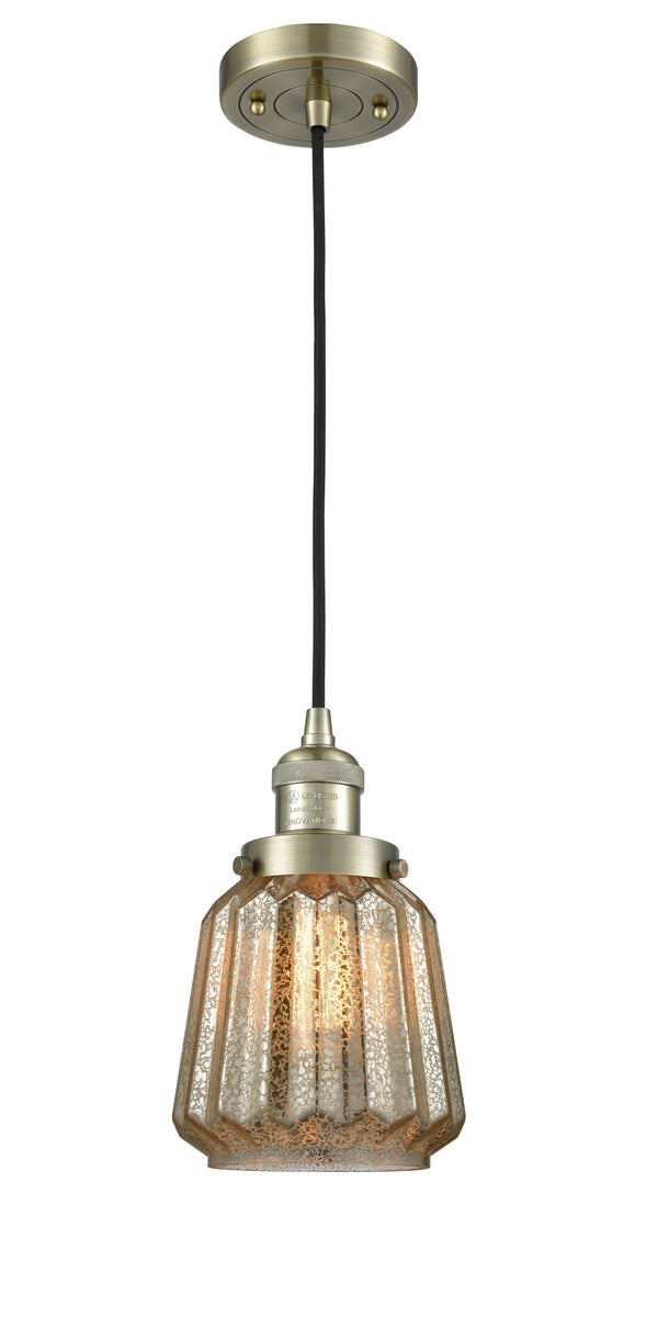 Innovations Lighting Chatham 1-100 watt 6 inch Antique Brass Mini Pendant  Mercury Fluted glass 201CABG146