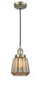 Innovations Lighting Chatham 1-100 watt 6 inch Antique Brass Mini Pendant  Mercury Fluted glass 201CABG146