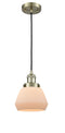 Innovations Lighting Fulton 1-100 watt 7 inch Antique Brass Mini Pendant  Matte White Cased glass 201CABG171