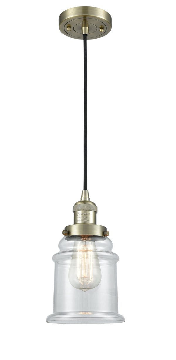 Innovations Lighting Canton 1-100 watt 6.5 inch Antique Brass Mini Pendant  Clear glass 201CABG182