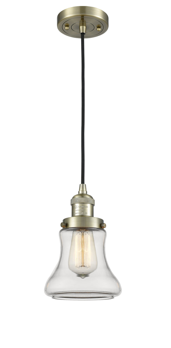 Innovations Lighting Bellmont 1-100 watt 6.5 inch Antique Brass Mini Pendant  Clear glass 201CABG192