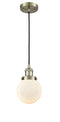 Innovations Lighting Beacon 1-100 watt 6 inch Antique Brass Mini Pendant  Matte White Cased glass 201CABG2016