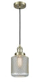 Innovations Lighting Stanton 1-100 watt 6 inch Antique Brass Mini Pendant  Vintage Wire Mesh glass 201CABG262