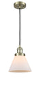 Innovations Lighting Large Cone 1-100 watt 8 inch Antique Brass Mini Pendant  Matte White Cased glass 201CABG41