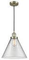 Innovations Lighting X-Large Cone 1-100 watt 12 inch Antique Brass Mini Pendant  Clear glass 201CABG42L