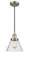 Innovations Lighting Large Cone 1-100 watt 8 inch Antique Brass Mini Pendant  Seedy glass 201CABG44