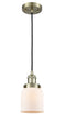 Innovations Lighting Small Bell 1-100 watt 5 inch Antique Brass Mini Pendant  Matte White Cased glass 201CABG51