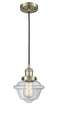 Innovations Lighting Small Oxford 1-100 watt 8 inch Antique Brass Mini Pendant  Clear glass 201CABG532