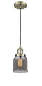 Innovations Lighting Small Bell 1-100 watt 5 inch Antique Brass Mini Pendant  Smoked glass 201CABG53