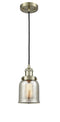 Innovations Lighting Small Bell 1-100 watt 5 inch Antique Brass Mini Pendant  Silver Plated Mercury glass 201CABG58