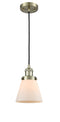 Innovations Lighting Small Cone 1-100 watt 6 inch Antique Brass Mini Pendant  Matte White Cased glass 201CABG61