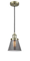 Innovations Lighting Small Cone 1-100 watt 6 inch Antique Brass Mini Pendant  Smoked glass 201CABG63