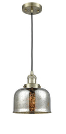 Innovations Lighting Large Bell 1-100 watt 8 inch Antique Brass Mini Pendant  Silver Plated Mercury glass 201CABG78