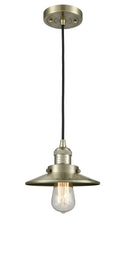 Innovations Lighting Railroad 1-100 watt 8 inch Antique Brass Mini Pendant  Antique Brass Railroad shades  201CABM4