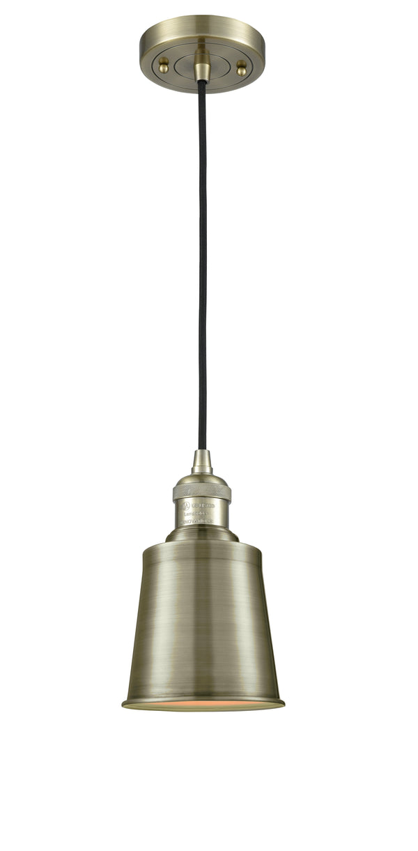 Innovations Lighting Addison 1-100 watt 5 inch Antique Brass Mini Pendant  Brushed Brass Addison shades  201CABM9AB