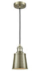 Innovations Lighting Addison 1-100 watt 5 inch Antique Brass Mini Pendant  Brushed Brass Addison shades  201CABM9AB