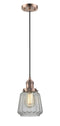 Innovations Lighting Chatham 1-100 watt 6 inch Antique Copper Mini Pendant  Clear Fluted glass 201CACG142