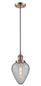 Innovations Lighting Geneseo 1-100 watt 6.5 inch Antique Copper Mini Pendant  Clear Crackle glass 201CACG165