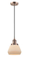 Innovations Lighting Fulton 1-100 watt 7 inch Antique Copper Mini Pendant  Matte White Cased glass 201CACG171