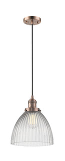 Innovations Lighting Seneca Falls 1-100 watt 9.5 inch Antique Copper Pendant  Clear glass 201CACG222