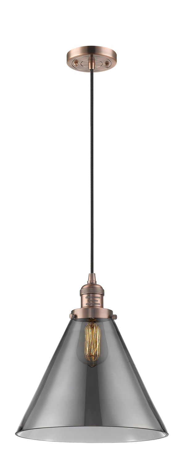 Innovations Lighting X-Large Cone 1-100 watt 12 inch Antique Copper Mini Pendant  Smoked glass 201CACG43L