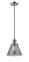 Innovations Lighting Large Cone 1-100 watt 8 inch Antique Copper Mini Pendant  Smoked glass 201CACG43