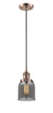 Innovations Lighting Small Bell 1-100 watt 6 inch Antique Copper Mini Pendant  Smoked glass 201CACG53