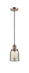 Innovations Lighting Small Bell 1-100 watt 5 inch Antique Copper Mini Pendant  Silver Plated Mercury glass 201CACG58