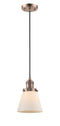 Innovations Lighting Small Cone 1-100 watt 6 inch Antique Copper Mini Pendant  Matte White Cased glass 201CACG61