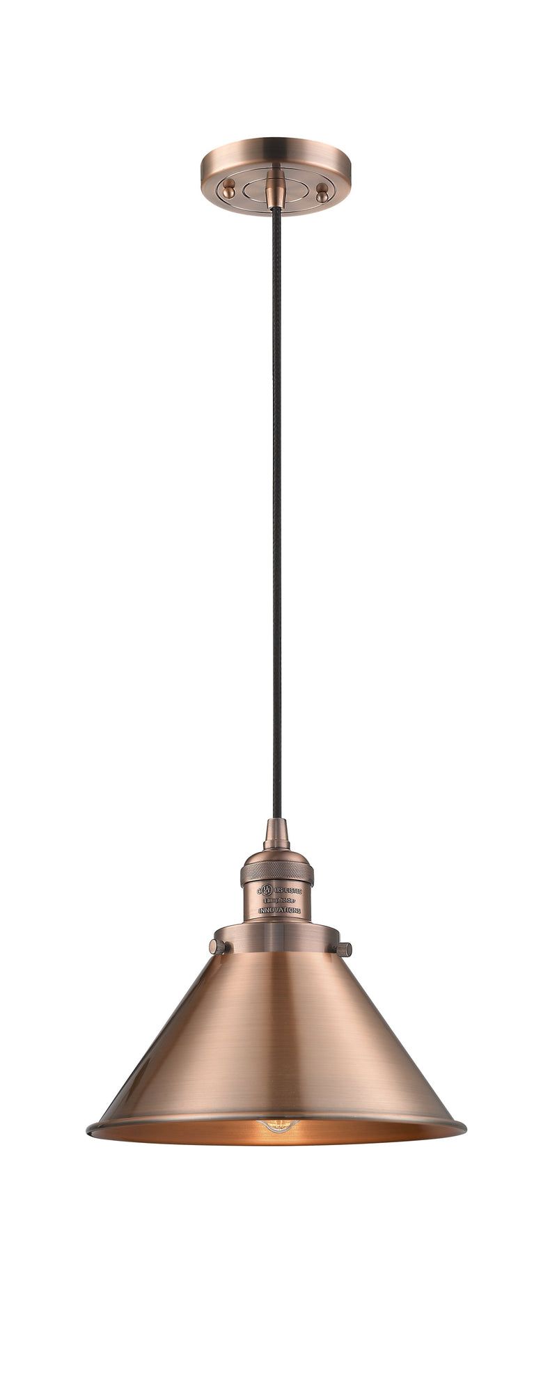 Innovations Lighting Briarcliff 1-100 watt 10 inch Antique Copper Mini Pendant  Antique Copper Briarcliff shades  201CACM10AC