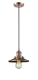 Innovations Lighting Railroad 1-100 watt 8 inch Antique Copper Mini Pendant  Antique Copper Railroad shades  201CACM3