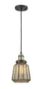 Innovations Lighting Chatham 1-100 watt 6 inch Black Antique Brass Mini Pendant  Mercury Fluted glass 201CBABG146