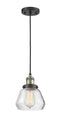 Innovations Lighting Fulton 1-100 watt 7 inch Black Antique Brass Mini Pendant  Clear glass 201CBABG172