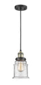 Innovations Lighting Canton 1-100 watt 6.5 inch Black Antique Brass Mini Pendant  Seedy glass 201CBABG184