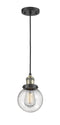 Innovations Lighting Beacon 1-100 watt 6 inch Black Antique Brass Mini Pendant  Seedy glass 201CBABG2046