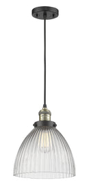 Innovations Lighting Seneca Falls 1-100 watt 9.5 inch Black Antique Brass Pendant  Clear glass 201CBABG222