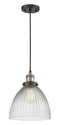 Innovations Lighting Seneca Falls 1-100 watt 9.5 inch Black Antique Brass Pendant  Clear glass 201CBABG222