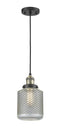 Innovations Lighting Stanton 1-100 watt 6 inch Black Antique Brass Mini Pendant  Vintage Wire Mesh glass 201CBABG262