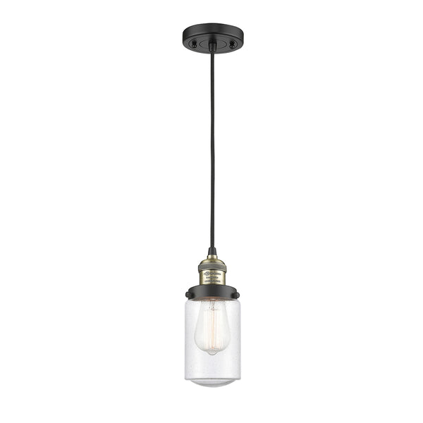 Dover Mini Pendant shown in the Black Antique Brass finish with a Seedy shade