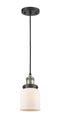 Innovations Lighting Small Bell 1-100 watt 5 inch Black Antique Brass Mini Pendant  Matte White Cased glass 201CBABG51