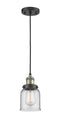 Innovations Lighting Small Bell 1-100 watt 5 inch Black Antique Brass Mini Pendant  Clear glass 201CBABG52