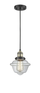 Innovations Lighting Small Oxford 1-100 watt 8 inch Black Antique Brass Mini Pendant  Clear glass 201CBABG532