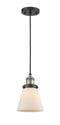 Innovations Lighting Small Cone 1-100 watt 6 inch Black Antique Brass Mini Pendant  Matte White Cased glass 201CBABG61