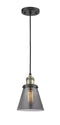 Innovations Lighting Small Cone 1-100 watt 6 inch Black Antique Brass Mini Pendant  Smoked glass 201CBABG63